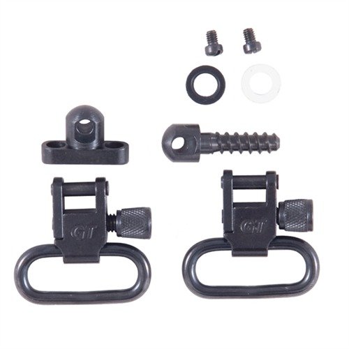 Die GROVTEC US Shotgun Sling Swivel Sets bieten zuverlässige, aus Stahl gefertigte Teile mit einem schnellen Abnehm-Mechanismus für vielseitige Nutzung.