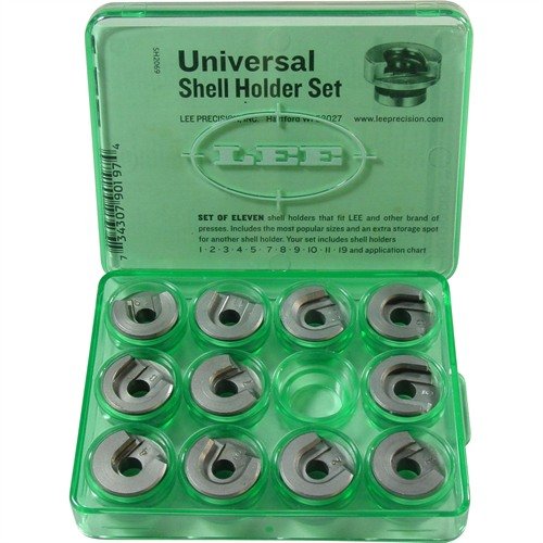 Der LEE Universal Shellholder Set ist vielseitig einsetzbar und passt auf die meisten Reloading Presses, ideal für präzises Nachladen. Nicht kompatibel mit Lee Auto Prime.
