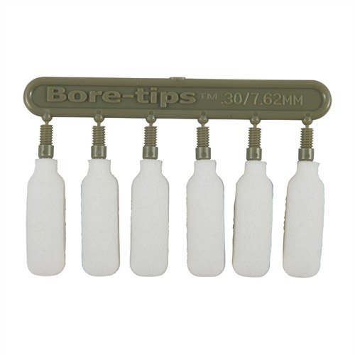 Die SUPER BRUSH BORE TIPS sind wiederverwendbare Schaumstoff-Wattestäbchen für präzise Reinigung, passen auf 8-32 Gewinde und sind bis zu fünfmal nutzbar.