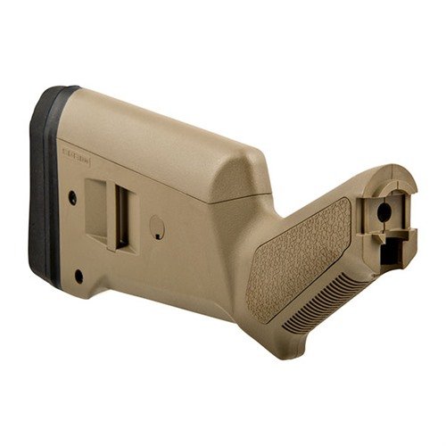 Der SGA® Buttstock für Mossberg® 500/590 bietet anpassbare Länge, verbesserte Ergonomie, einen Rückstoß dämpfenden Pad und ist in verschiedenen Farben erhältlich.