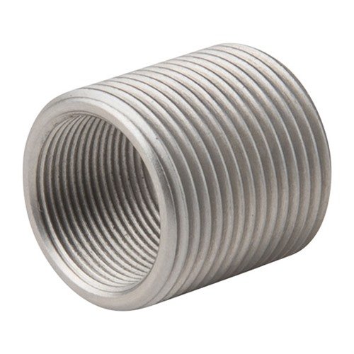 Der SHOULDERLESS THREAD ADAPTER aus rostfreiem Stahl ermöglicht eine perfekte Passform für 5/8-24 Mündungsgeräte an 1/2-36 Gewindelauf und sorgt für exakte Ausrichtung.