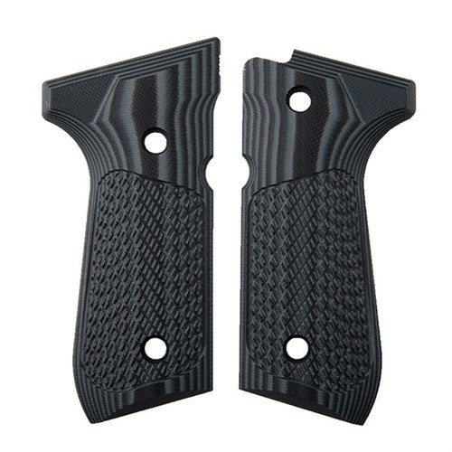 Die BERETTA 92 Tactical Slant Grips bieten eine aggressive Textur für optimalen Grip unter allen Bedingungen. Perfekt für mehr Kontrolle und Sicherheit beim Schießen.