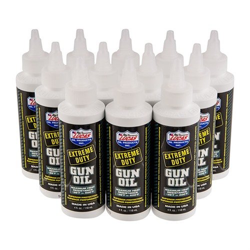 Lucas Extreme Duty Gun Oil bietet außergewöhnliche Hitze- und Schockbeständigkeit, schützt vor Rost und Verschleiß und erleichtert die Reinigung von Feuerwaffen.