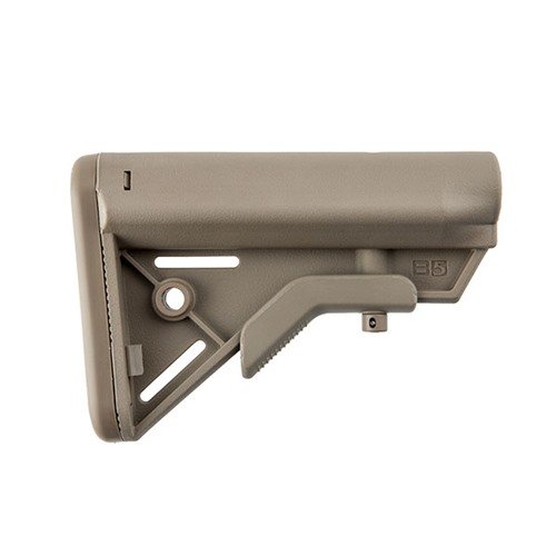 Der B5 Systems Bravo Collapsible Mil-Spec Stock für AR-15 bietet ergonomischen Komfort, eine rutschfeste Polsterung und schnelle Anpassung für optimale Leistung.