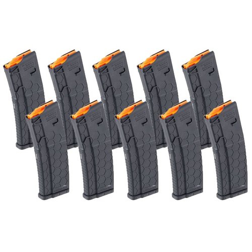 Die HEXMAG AR-15 30-Round Magazine bieten einen überlegenen Grip, sind werkzeuglos reinigbar und haben eine langlebige, korrosionsbeständige Feder.