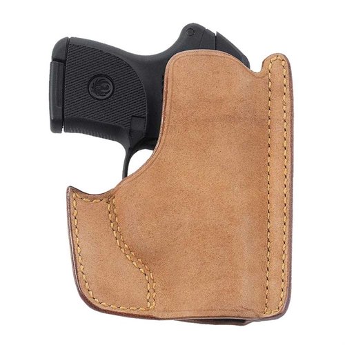 Der FRONT POCKET HOLSTER aus Premium Horsehide ermöglicht sicheres Tragen, schnelle Zugriffsbereitschaft und verdeckt die Waffe perfekt in deiner Tasche.