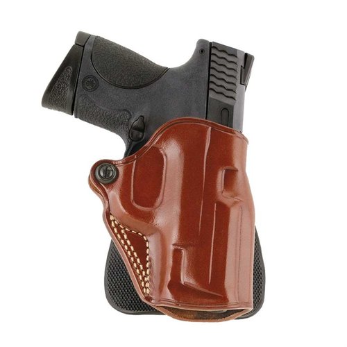 Das Speed Paddle™ Holster aus hochwertigem Sattel-Leder bietet ein offenes Design für schnellen Zugriff, Sicherheit durch einen abgedeckten Abzug und einfache Handhabung.