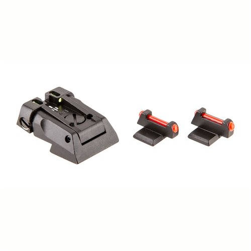 Das 1911 Fusion Fiber Optic Adjustable Dovetail Sight Set bietet präzise, einstellbare Visierungen für optimale Zielgenauigkeit und einfache Montage auf 1911 Pistolen.