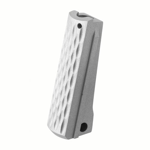 Das Fusion Pro-Series Mainspring Housing aus grauem, mattiertem Edelstahl bietet eine perfekte Passform für 1911 Government und Commander Modelle, CNC-gefräst in den USA.