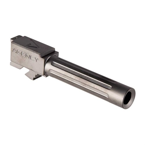 Verbessere die Leistung deiner G19 mit dem Agency Arms Non-Threaded Mid Line Barrel: langlebiger 416R Edelstahl, 1:10 Drall und DLC-Beschichtung.
