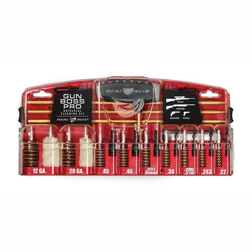 Das Real Avid Gun Boss Pro Universal Cleaning Kit bietet alles, was du zum Reinigen von Waffen in gängigen Kalibern brauchst, inklusive 50 Patches und einem 32-Zoll Reinigungsstab.