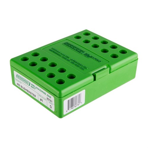 Das Redding 450 Bushmaster Drei-Diesset enthält alles, was du für das präzise Laden von Straight Wall Hülsen benötigst: Full Length Resize, Neck Expander und Sitzdie.