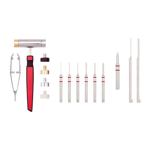 Das ACCU-PUNCH® Hammer & Pin Punch Set für AR-15 bietet dir ergonomische Werkzeuge, wechselbare Hammerköpfe und eine Vielzahl an Stiften für präzise Wartung.