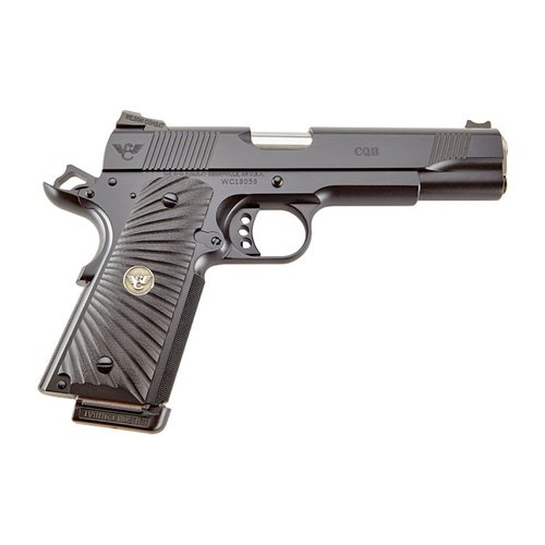 Die CQB 1911 ist eine moderne Vollgröße .45 ACP Pistole mit hochwertigem Carbonstahl, 8 Schuss Magazin und präzisem Abzug – ideal für Verteidigung und Wettkampf.