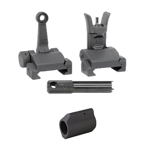 Das AR-15 .750 Gas Block mit Flip-Up Combat Sights von Midwest Industries bietet eine robuste Lösung für Back-Up-Visiere und eine sichere Montage mit Stahl-Setscrews.