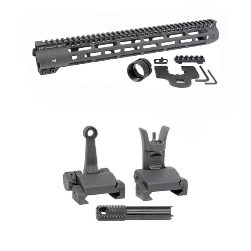 Die AR-15 Slim Line Handguards bieten M-LOK-Anschlusspunkte, eine durchgehende Picatinny-Schiene und Flip-Up Combat Sights für präzises Zielen.