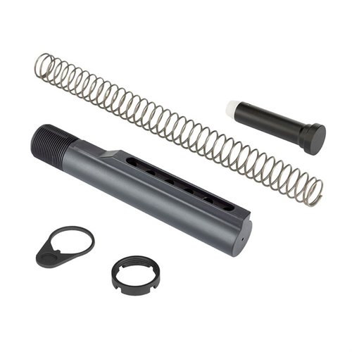 Das AR-15 Military-Spec Buffer Tube Assembly ist aus robustem 6061 T6 Aluminium gefertigt, bietet eine perfekte Passform und wird mit einem Lifetime Warranty geliefert.