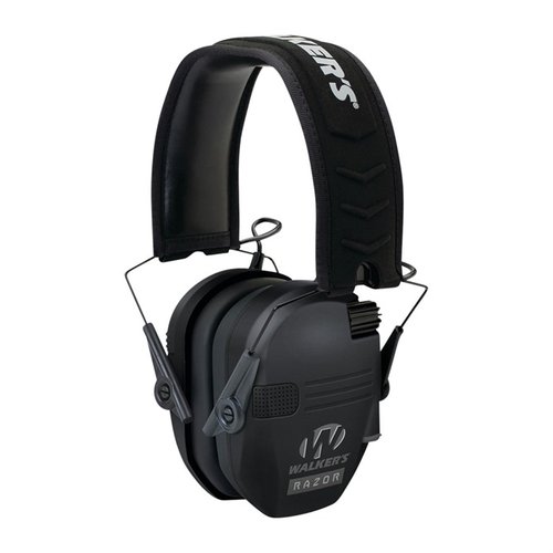 Die Walkers Razor Slim Electronic Muffs bieten eine kompakte, faltbare Bauweise, 23 dB Geräuschreduzierung und verbesserten Komfort für optimale Schusspräzision.