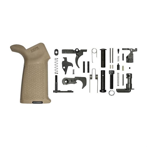 Das Aero Precision AR-15 M4E1 Lower Parts Kit enthält alles, was du für den Bau deines M4E1 Lower Receivers brauchst, inklusive Magpul MOE Grip in Schwarz oder FDE.