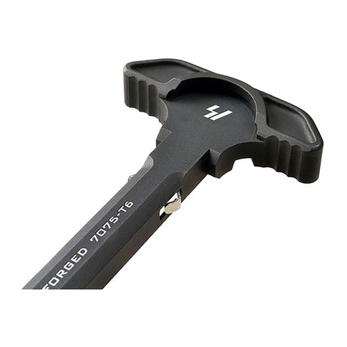 Der STRIKE Latchless Charging Handle bietet eine robuste 7075-Aluminiumkonstruktion, effiziente Gasentlüftung und erhöhten Komfort ohne bewegliche Teile.