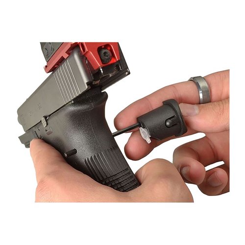 Das Grip Plug Tool von Strike Industries für Glock-Pistolen ist ein vielseitiges Werkzeug mit Edelstahl-Punch, Ölreservoir und dient als Magazinrampe.