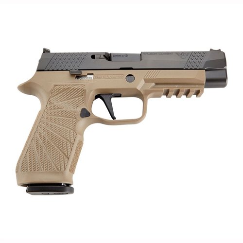 Entdecke die WCP320 SIG SAUER: ergonomischer Grip, X-TAC Rillen für bessere Handhabung, langlebige DLC-Beschichtung und 2x 17-Round Magazine für optimale Leistung!