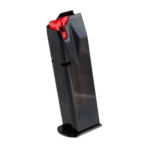 Das SIG SAUER P226 Magazin aus blued Steel bietet eine reibungslose Handhabung, einen stabilen Polymer-Follower und Sichtfenster zur schnellen Kontrolle der verbleibenden Patronen.