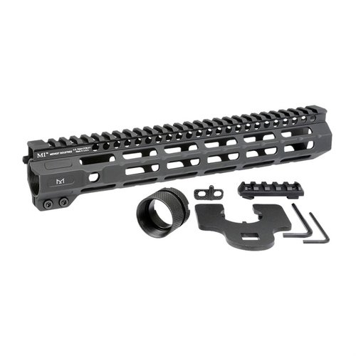 Der Midwest Industries Combat M-LOK Handguard bietet eine robuste, freischwebende Konstruktion aus Aluminium mit M-LOK-Punkten und einer durchgehenden Picatinny-Schiene.