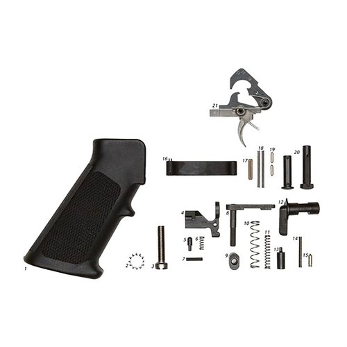 Das AR-15 Lower Parts Kit mit ACT Trigger bietet alles, was du für den Aufbau benötigst, inklusive Bolt Catch, Mag Release und mehr – wahlweise mit Griff!