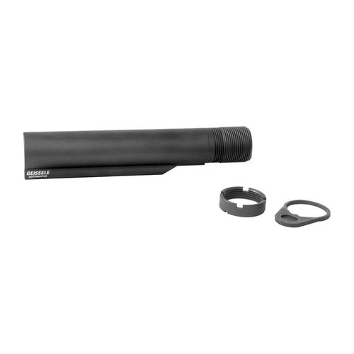 Der Geissele Premium Mil-Spec Buffer Tube aus 7075-T6 Aluminium bietet 6 Stock-Positionen, ist robust und kompatibel mit den meisten AR-15 Stocks.