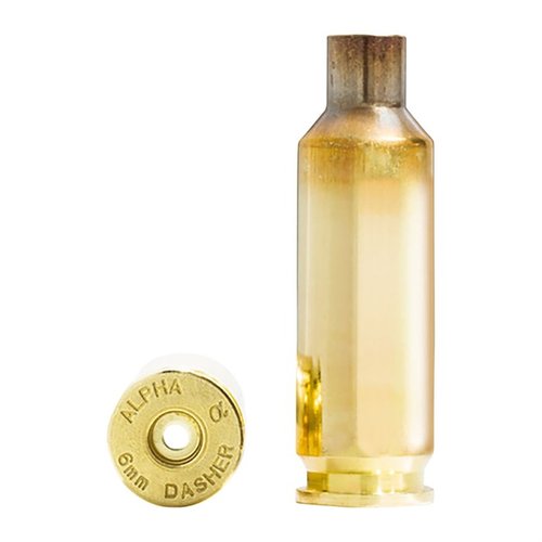 Die 6mm Dasher Brass von Alpha Munitions bietet 10% mehr Fallraum, hohe Präzision, lange Lebensdauer der Zündhülsen und kommt in praktischen 100er Boxen.