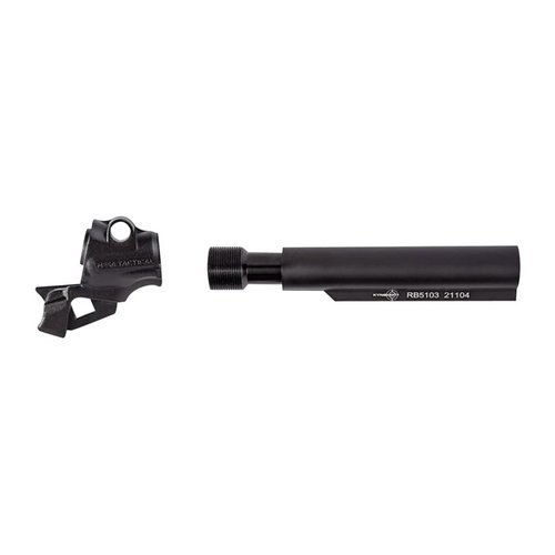 Der MOSSBERG 500/590 LEO GEN II Hydraulic Recoil Starter Pack ermöglicht die Verwendung von AR-15 Stocks für kürzere Länge und reduziert den Rückstoß effektiv.