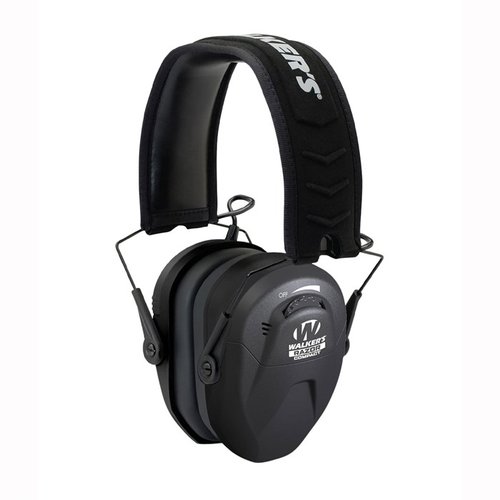 Die Razor Electronic Compact Ear Muffs bieten optimalen Hörschutz und eine Reaktionszeit von 0,02 Sekunden, ideal für den ganzen Tag beim Schießen.