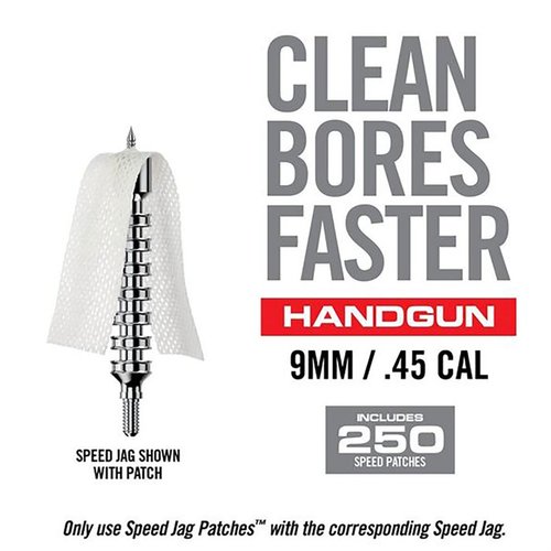 Die Bore-Max Speed Jag Patches bieten optimale Kompression für effektive Reinigung, absorbieren besser als Baumwolle und fangen Schmutz ohne Fusseln ein.