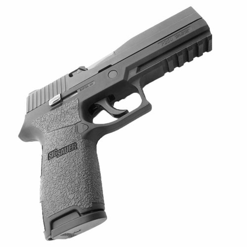 Verbessere den Grip deiner SIG Sauer P250/P320 mit Talon Grip Tape für optimalen Halt, vollständige Abdeckung und Sichtbarkeit des SIG-Emblems.