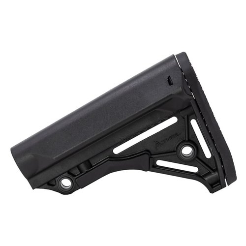 Der THRiL CCS AR-15 Competition Stock bietet ein leichtes Design, drei Sling-Befestigungsmöglichkeiten, eine oversized Wangenauflage und einen snag-free Latch für optimale Nutzung.