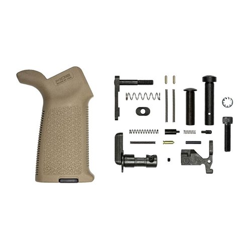 Das M4E1 Lower Parts Kit von Aero Precision mit Magpul MOE Grip bietet alles, was du für den Aufbau eines M4E1 Lower Receivers benötigst, ohne FCG.