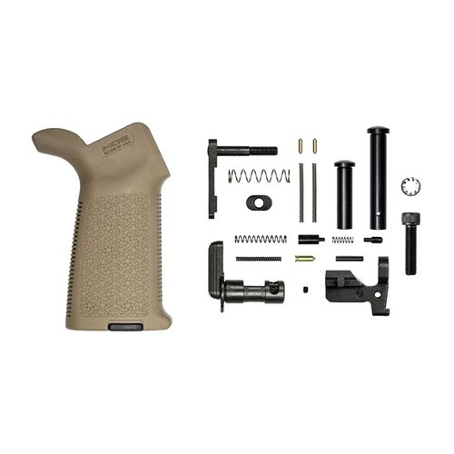 Das AR .308 M5 Lower Parts Kit mit Magpul MOE Grip bietet dir alle benötigten Teile für den Zusammenbau eines M5 Lower Receivers, ideal für Upgrades!