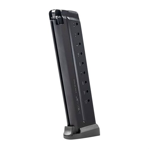 Die MEC-GAR 1911 Magazine bieten eine 10-Rd Anti-Friction Beschichtung und eine 9-Rd blued Variante, beide aus hitzebehandeltem Kohlenstoffstahl gefertigt.