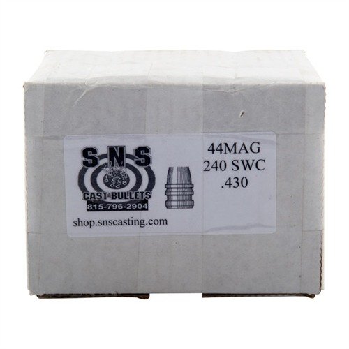 .44 Kaliber Gussgeschosse von SNS bieten dir präzise und konsistente Leistung dank einer hochwertigen Legierung aus 92% Blei, 6% Antimon und 2% Zinn.