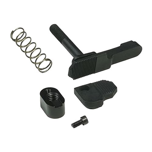Der CMMG ZEROED Ambi Mag Catch und Button Kit bietet eine einfache Installation, verbesserte Hebelwirkung und zuverlässigen Grip für schnelles Nachladen, ideal für Linkshänder.