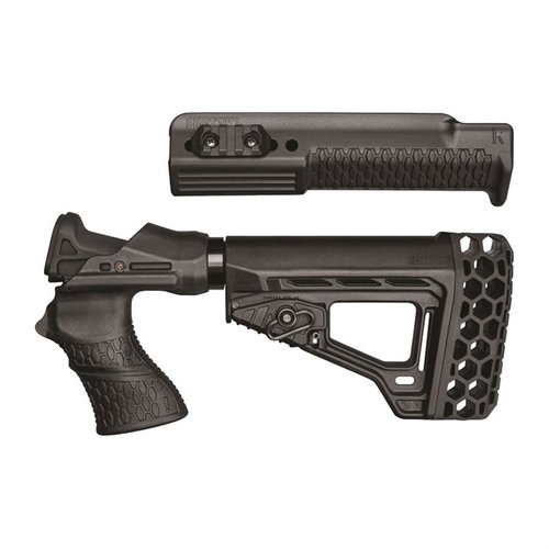 Der Blackhawk Knoxx SpecOps Gen III Stock für die Remington 870 reduziert den Rückstoß um bis zu 80%, bietet ergonomischen Griff und einfache Anpassungsmöglichkeiten.