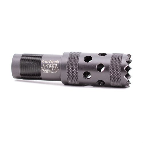 Der 12GA Tactical Breecher Choke von Carlsons bietet ein extra breites Schussmuster, hat eine gezahnte Spitze für Türöffnungen und reduziert den Rückstoß.