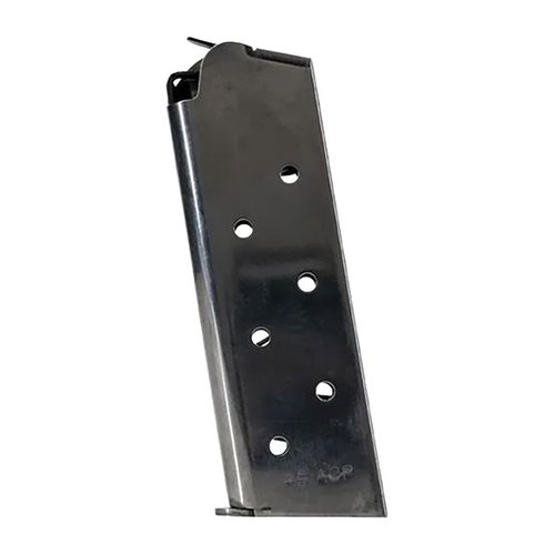 Die 1911 GOVERNMENT/COMMANDER 7-RD SS MAGAZINE von COLT ist perfekt für deine 1911 Modelle und bietet Zuverlässigkeit sowie eine hohe Schusskapazität.