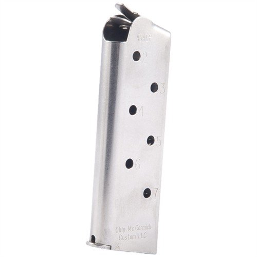 Die 1911 Officer 7RD .45 ACP Magazine von Chip McCormick bietet extra Kapazität, zuverlässige Zuführung und eine präzise Verarbeitung für optimale Leistung.