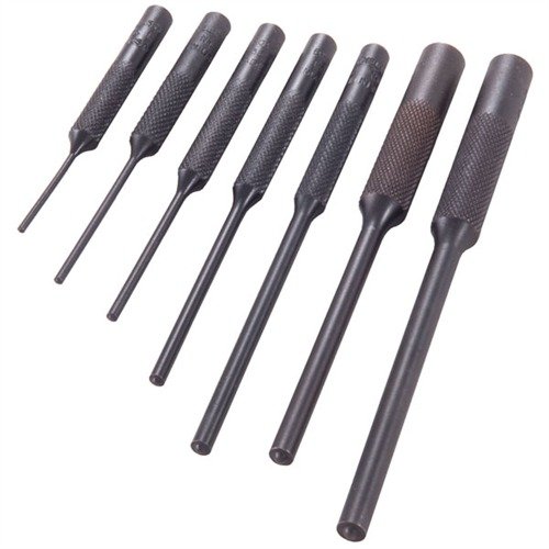 Die Brownells Roll Pin Punches sind präzise Werkzeuge aus solidem Stahl mit kugelspitzem Design, die das Entfernen und Einsetzen von Pins ohne Beschädigung ermöglichen.