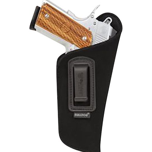Das Bulldog Deluxe Inside Pants Holster bietet sicheren Halt für deine Waffe mit einem Lauf von 2 1/2-3 3/4 Zoll und ist ideal für verdecktes Tragen.