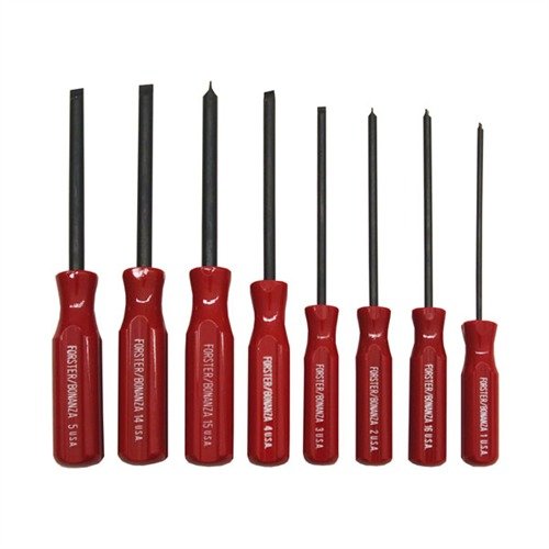 Die Forster Gunsmith Screwdrivers bieten präzise, parallel ground Tips für optimalen Halt, gehärtete Stahlklingen für Langlebigkeit und ergonomische Griffe für maximalen Komfort.