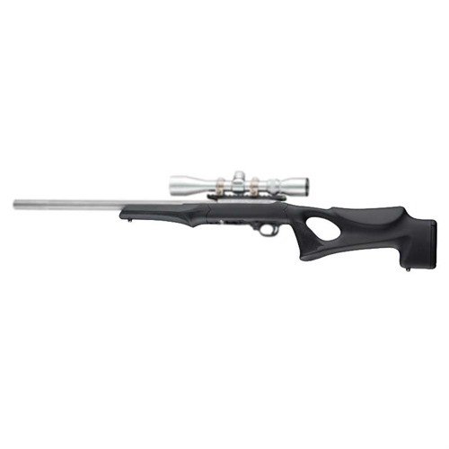 Hol dir den Hogue Tactical Thumbhole Stock für deine Ruger 10-22®: futuristisches Design, komfortable OverMolded® Gummierung und .920 Barrel Channel für schwere Läufe.