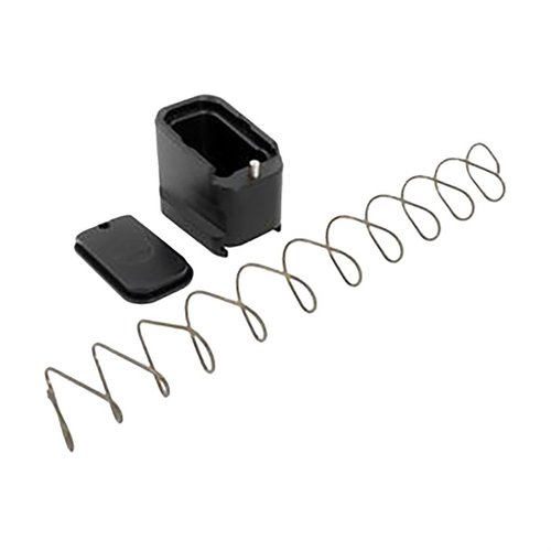 Die Shield Arms +5/4 Magazinverlängerung für Glock 19/23 erhöht die Kapazität um 5 bzw. 4 Schuss und ermöglicht schnellen Zugang zur Feder ohne Abnehmen.